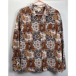 Earthbound Trading Co. Men's Sz Large Brown Geometric Long Sleeve Button-Up